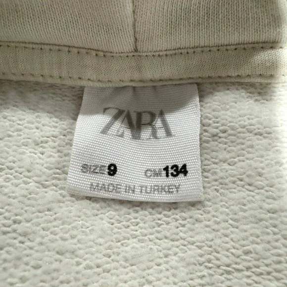 ZARA Size 9 Oversized Cream Hoodie Lovely Fun Club Urban Trip Unisex Kidcore - Picture 7 of 8